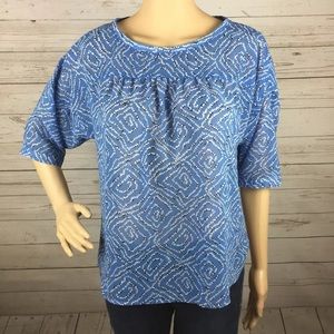 LOFT Blue Semi Sheer Top